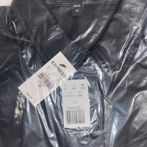 Brand New Express Faux Leather Puff Sleeve Button Up Shirt - Picture 8 of 8